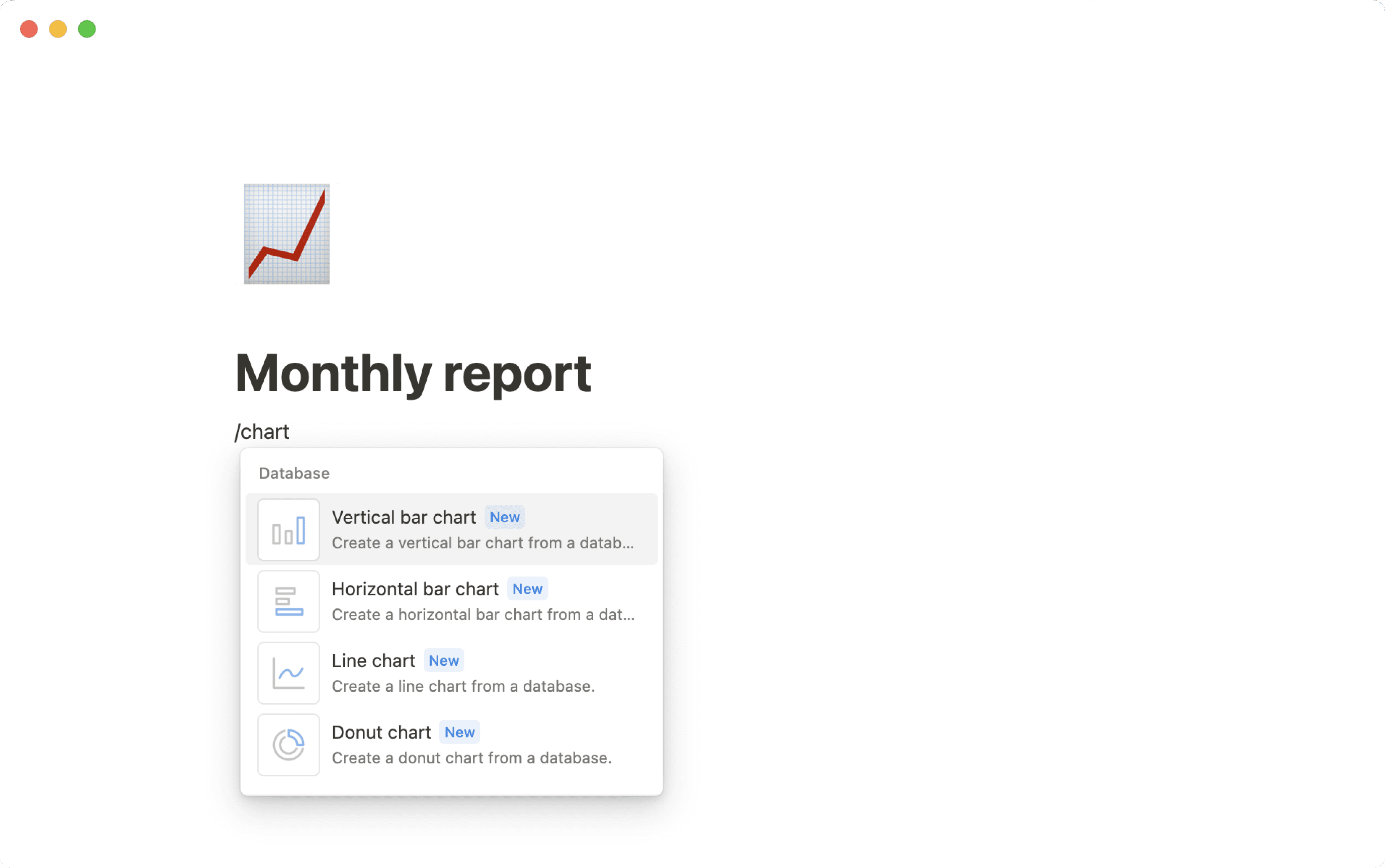 Aide : slash-commande de graphique