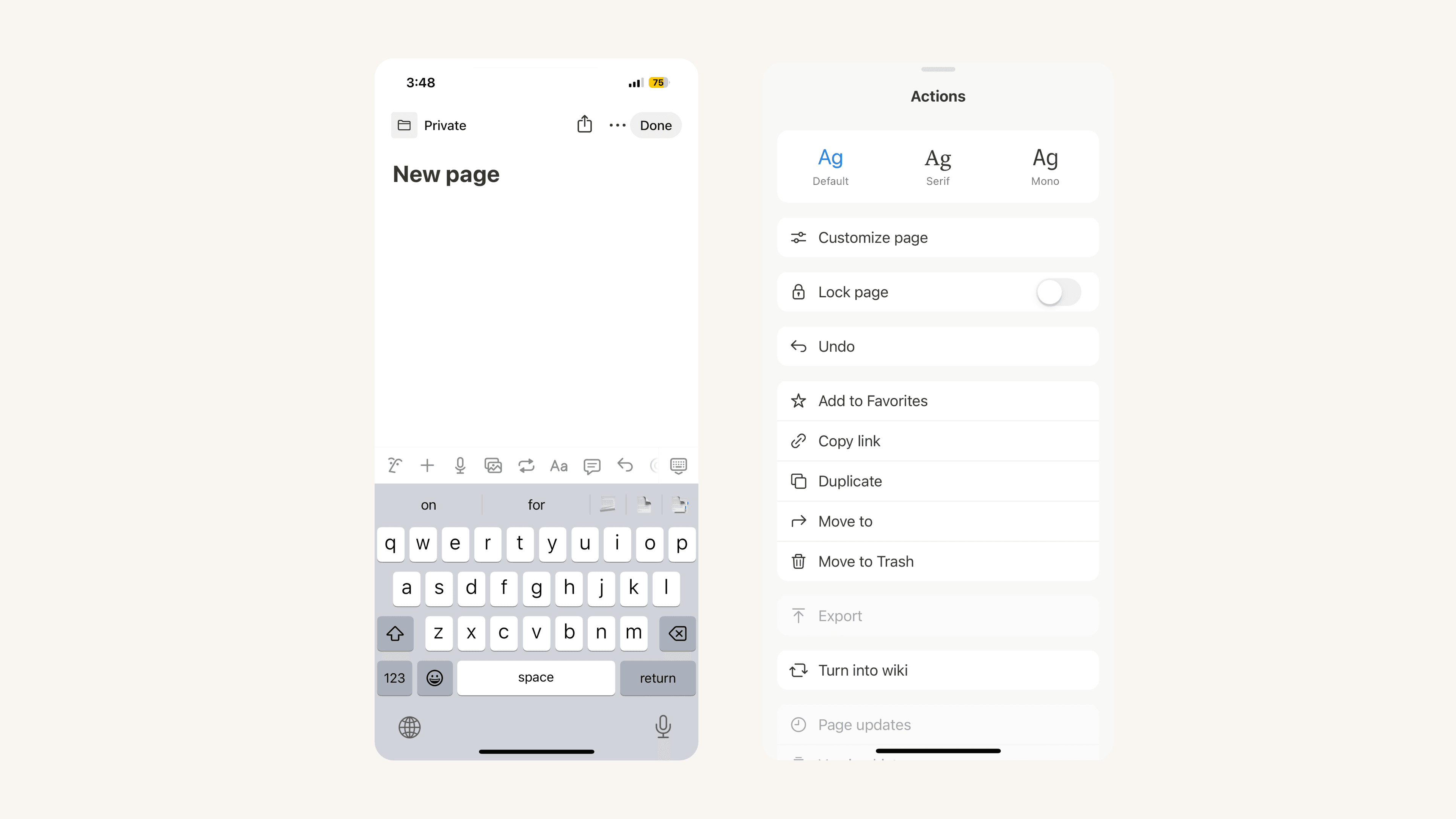 Menu ••• sur mobile