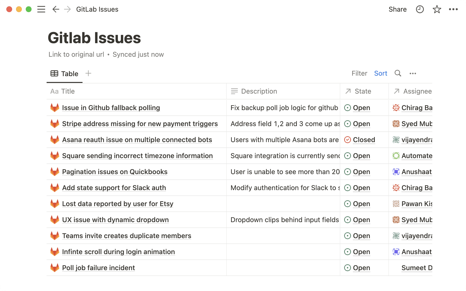 BDD synchronisée GitLab