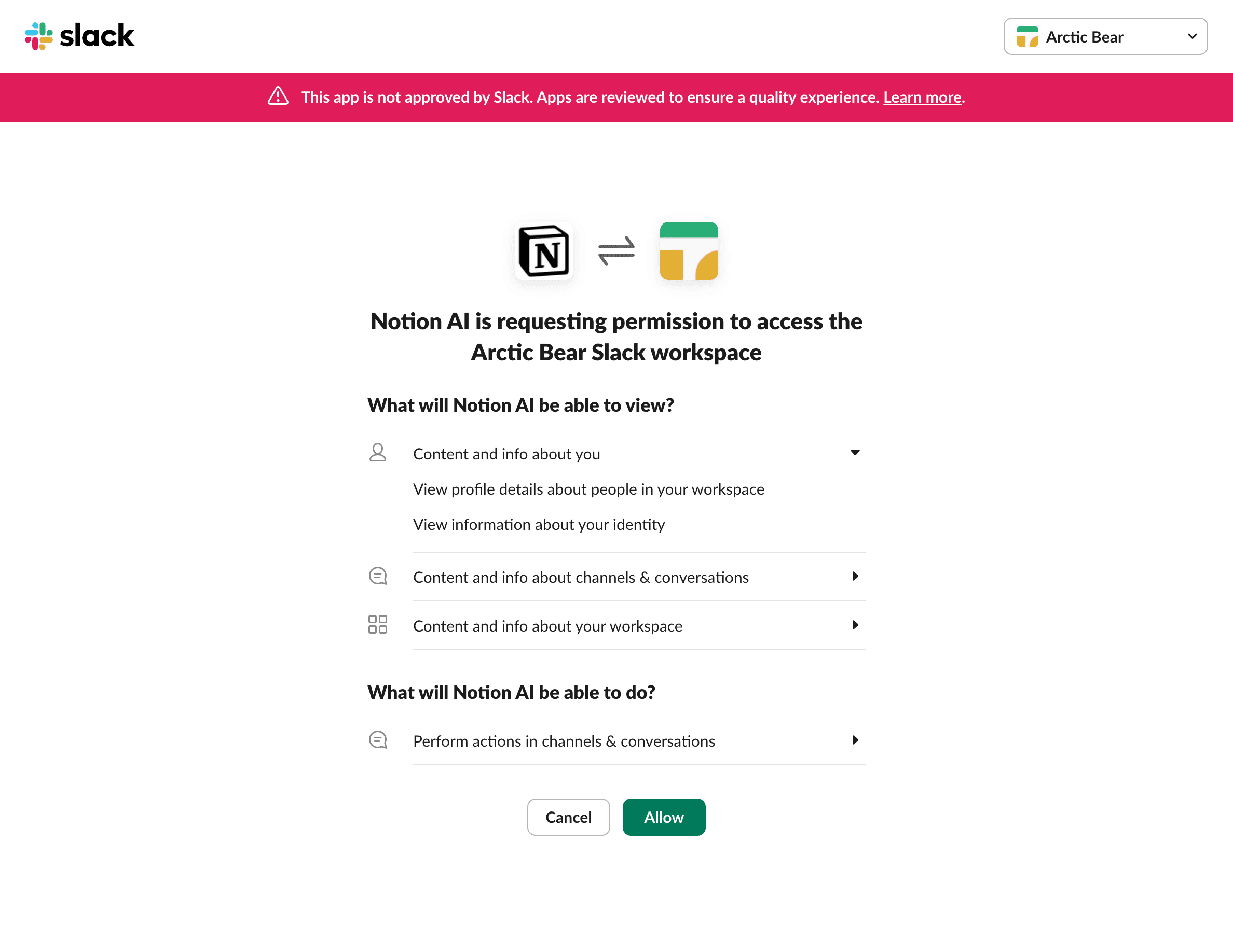 hc : configuration du connecteur IA de Notion dans Slack
