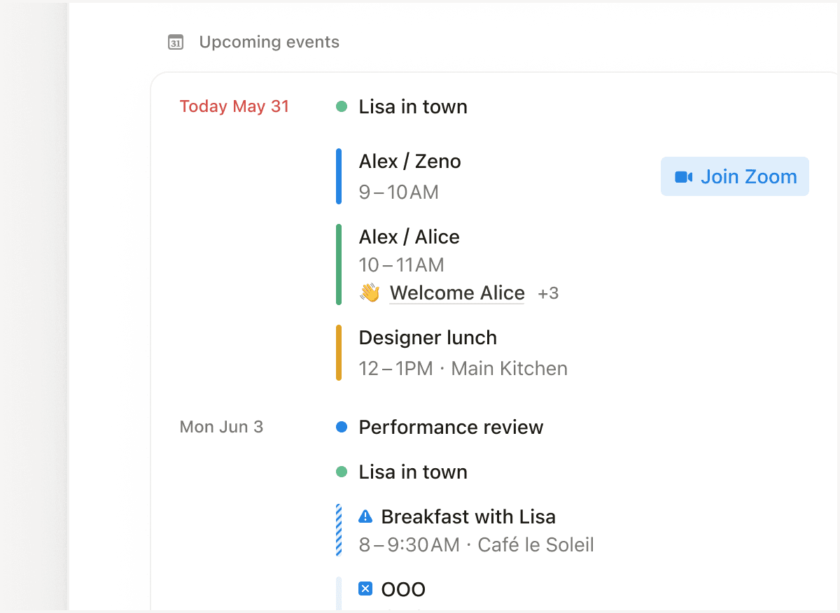 Votre journée en un coup d’œil