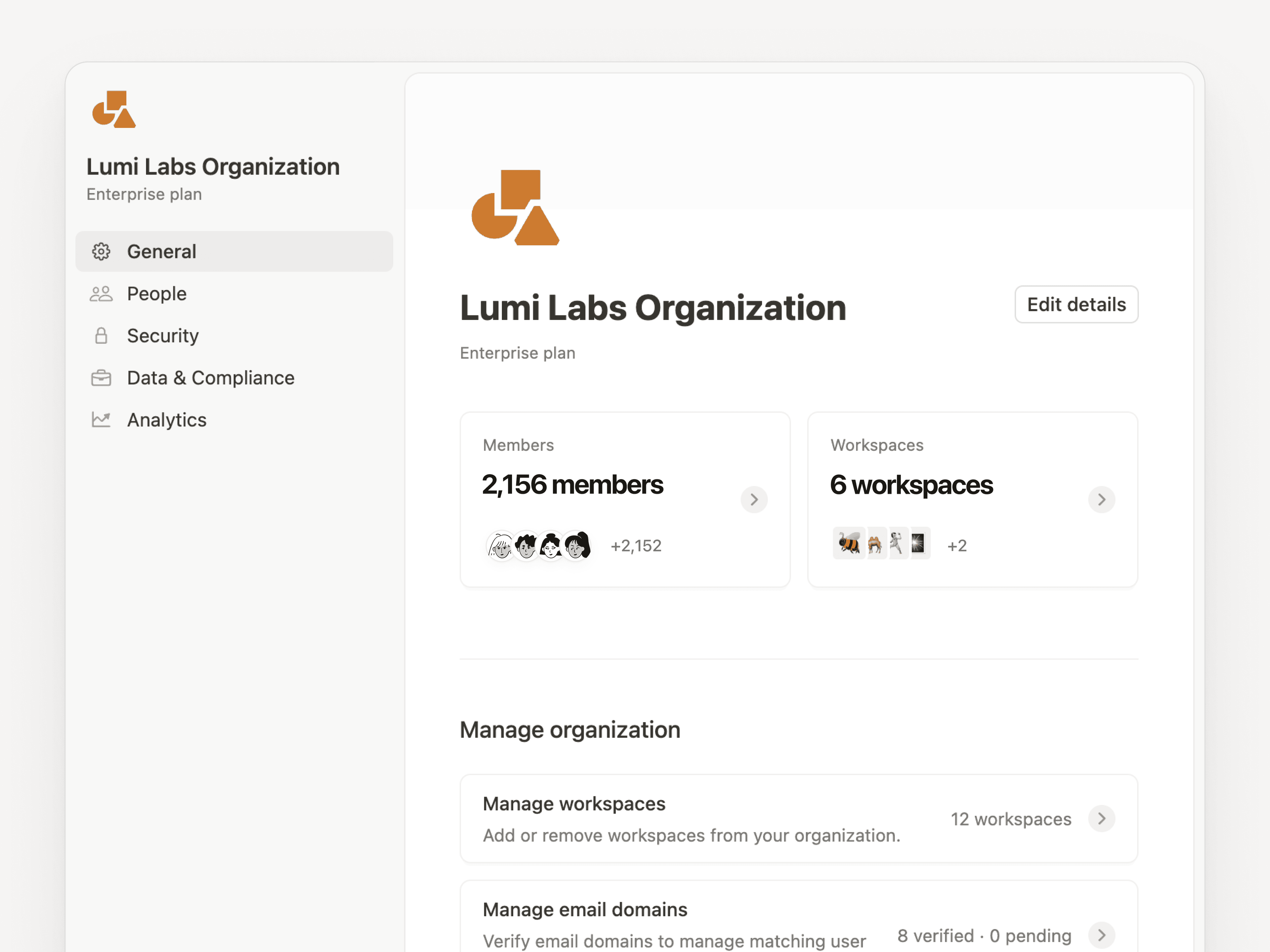 Paramètres d’organisation