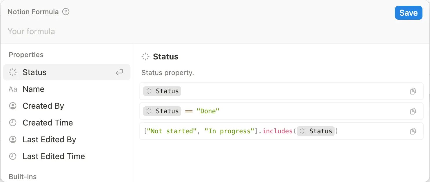Aide : Éditeur de formules