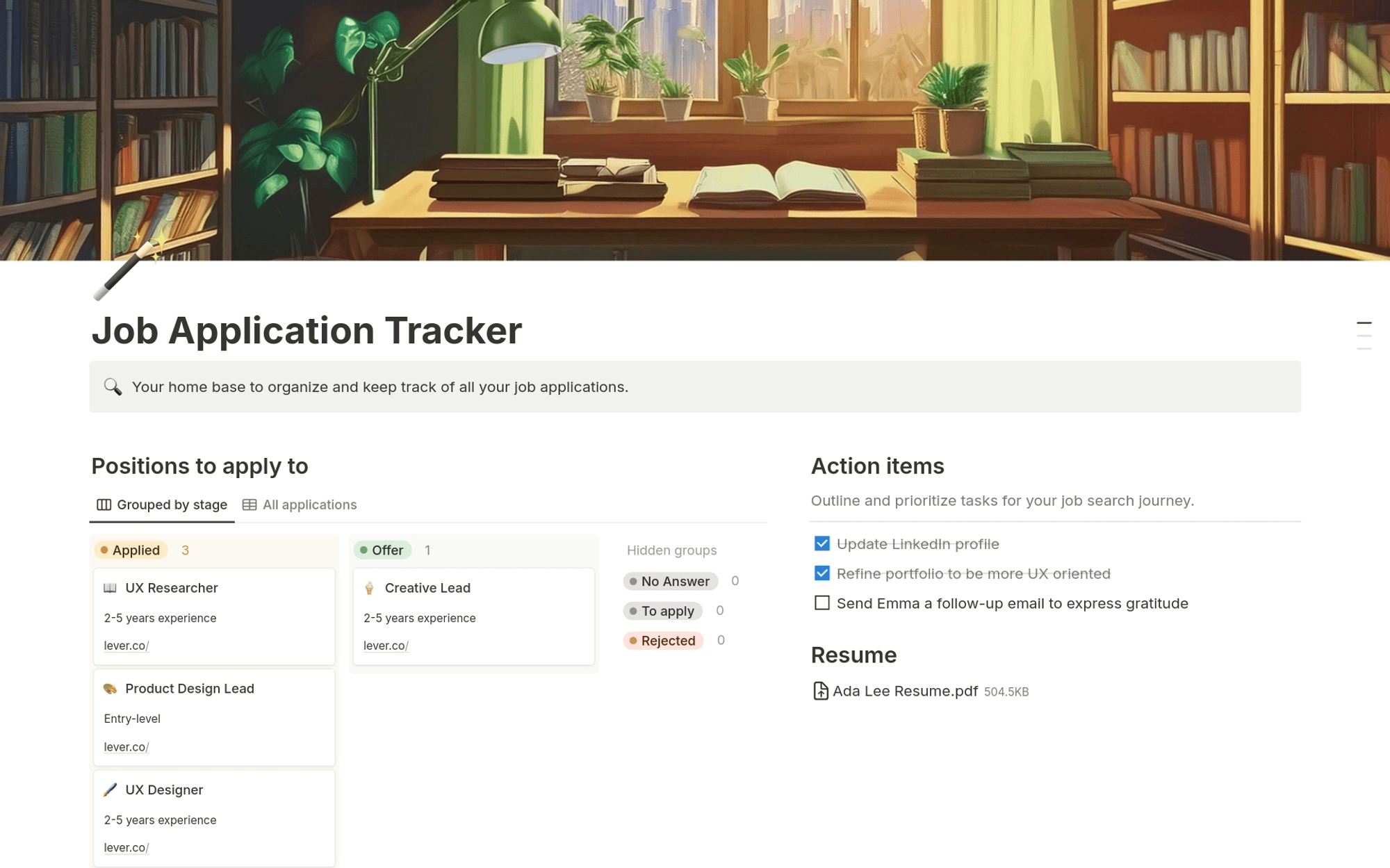 Image du modèle de suivi des candidatures