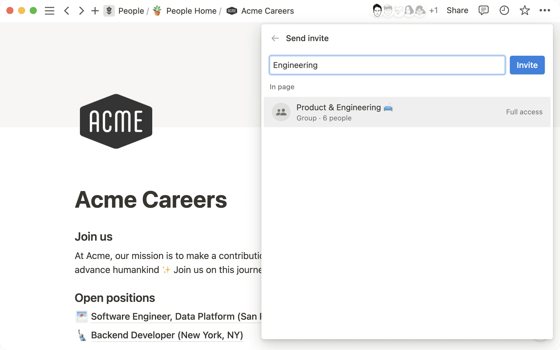 Partage et autorisations ─ partager avec un groupe