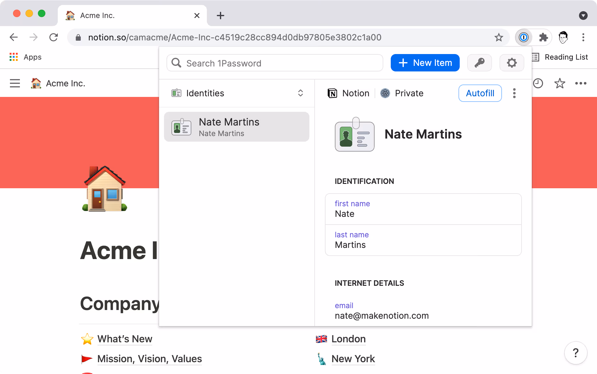 A Chrome browser with 1password enabled.