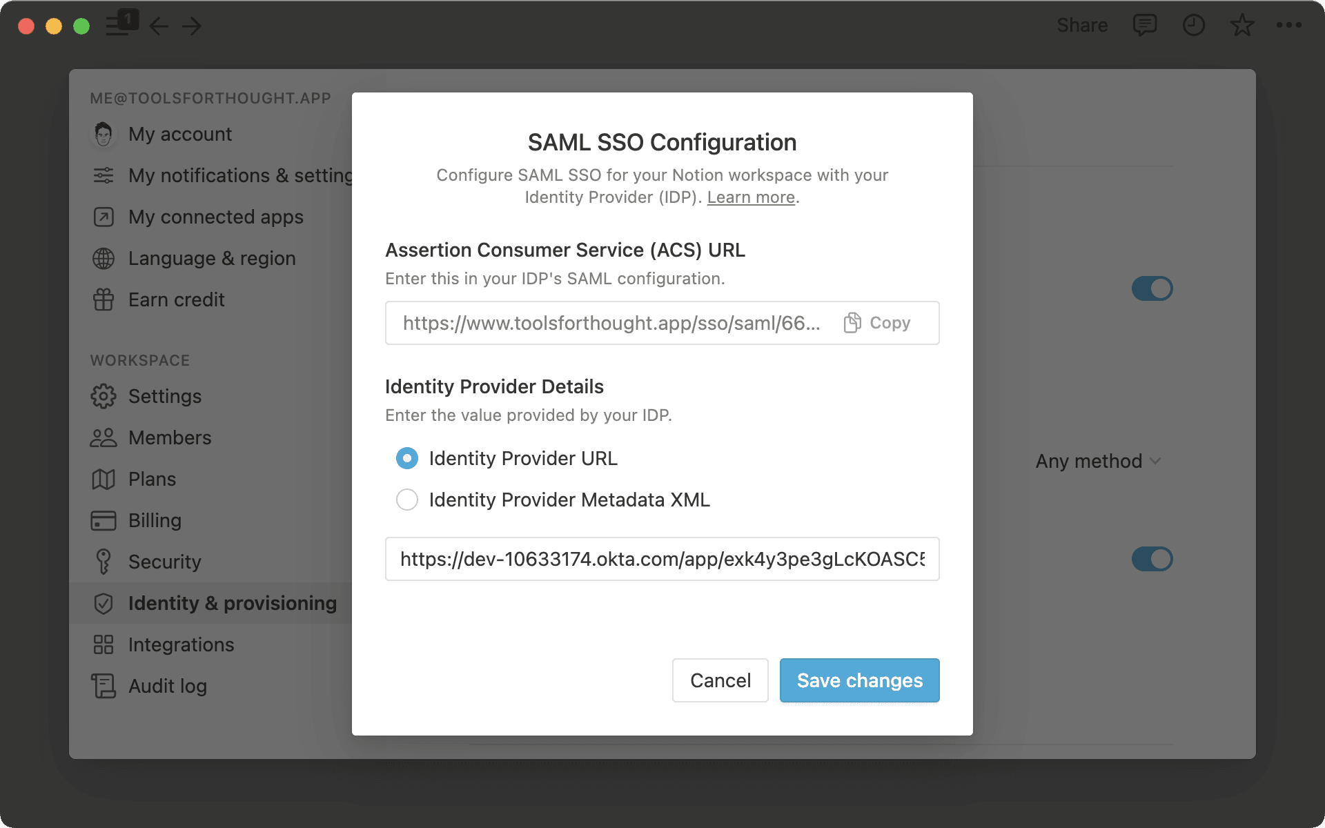 Configuration de l’authentification unique basée sur SAML
