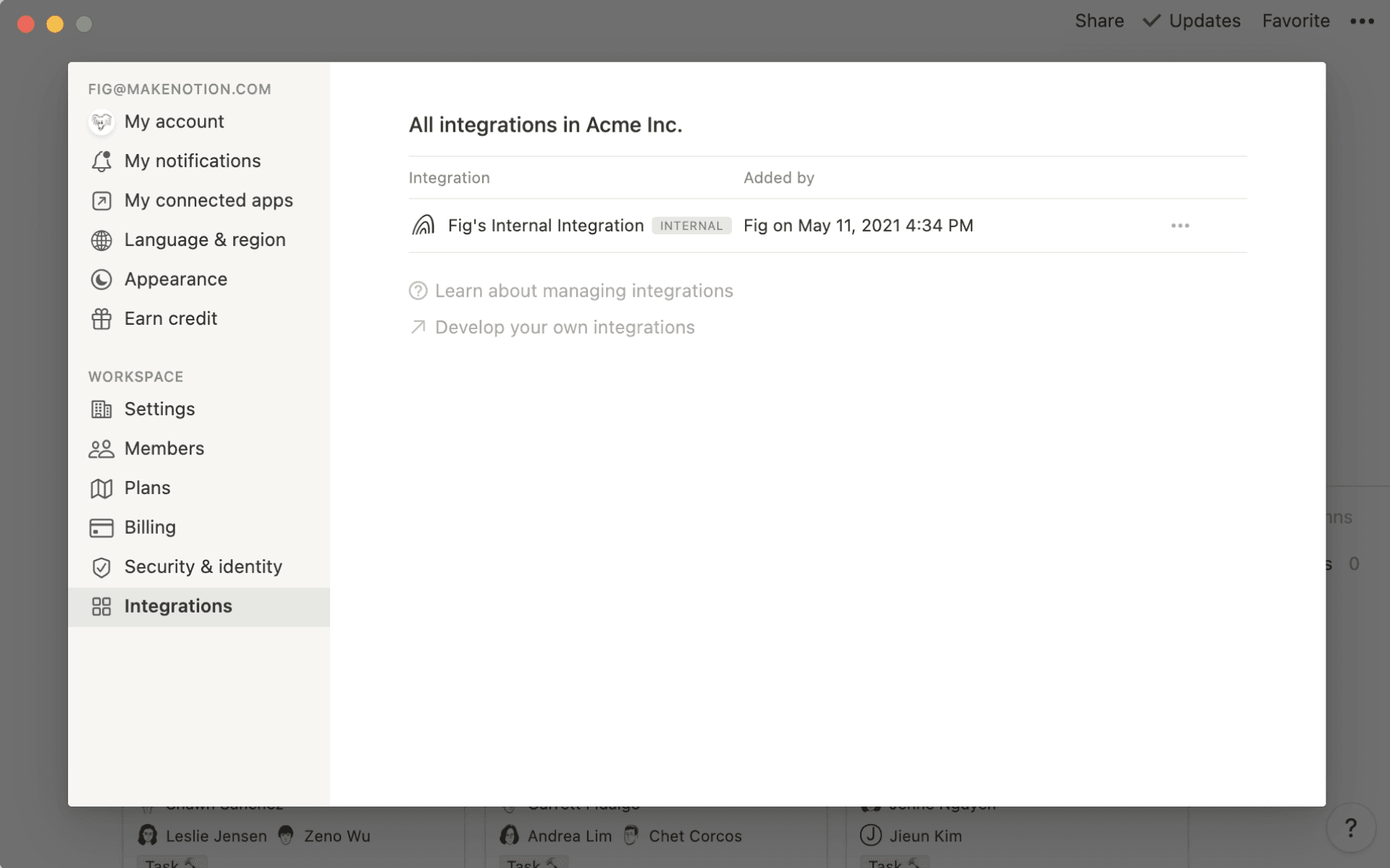 Menu Intégration - créer