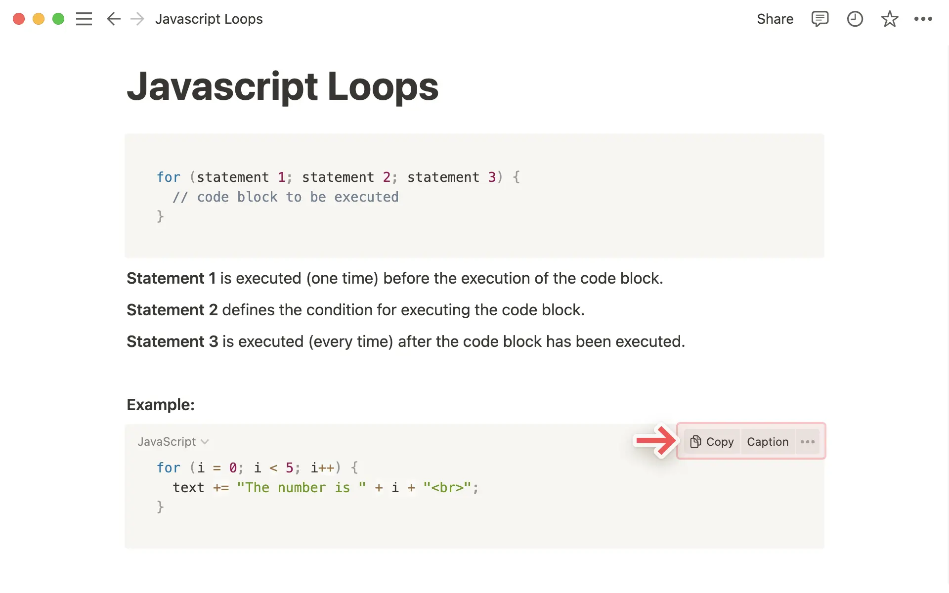 Copier et légender du code