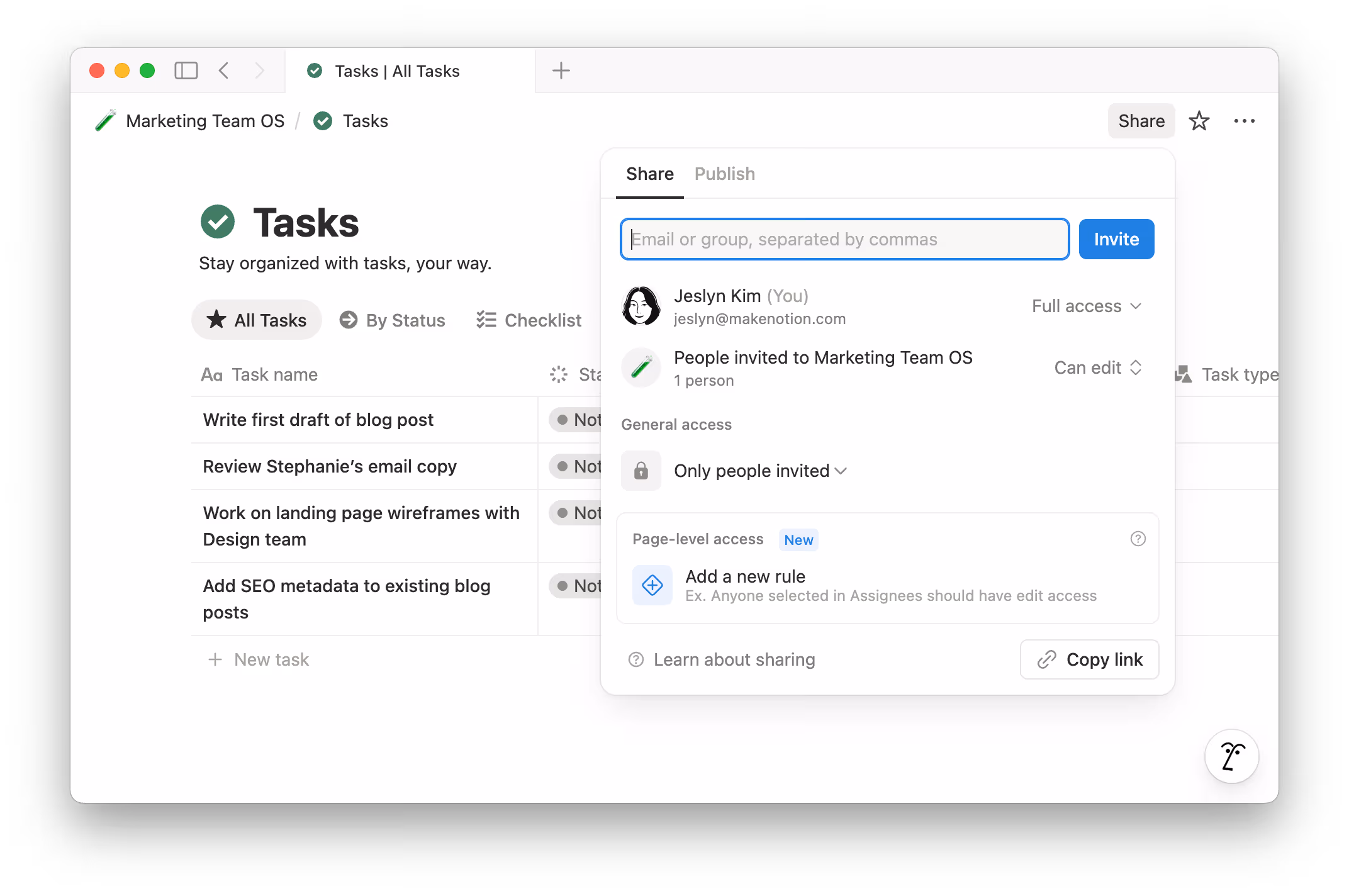 aide : créer une règle d’accès au niveau de la page
