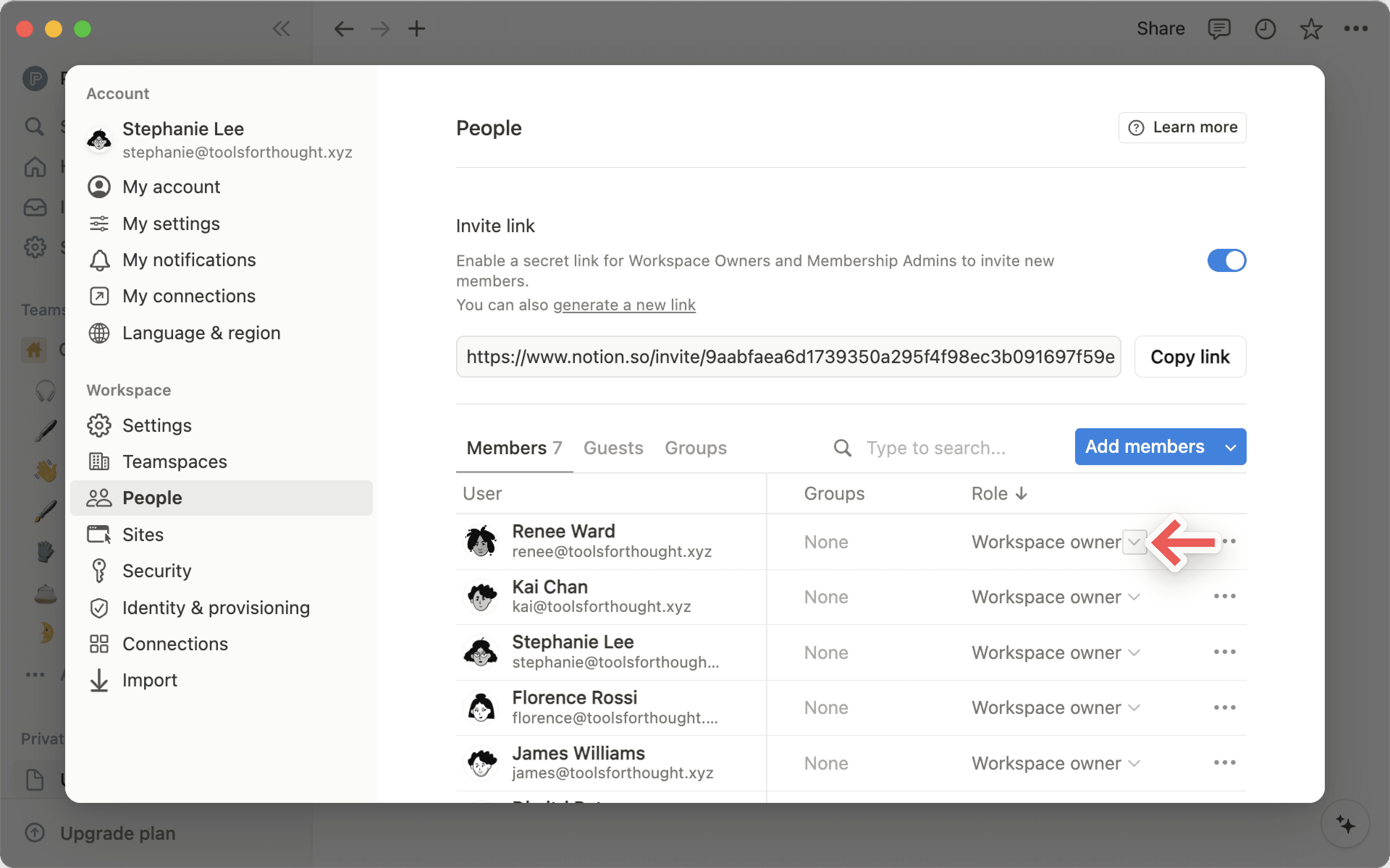 Aide : modifier le rôle d’un membre