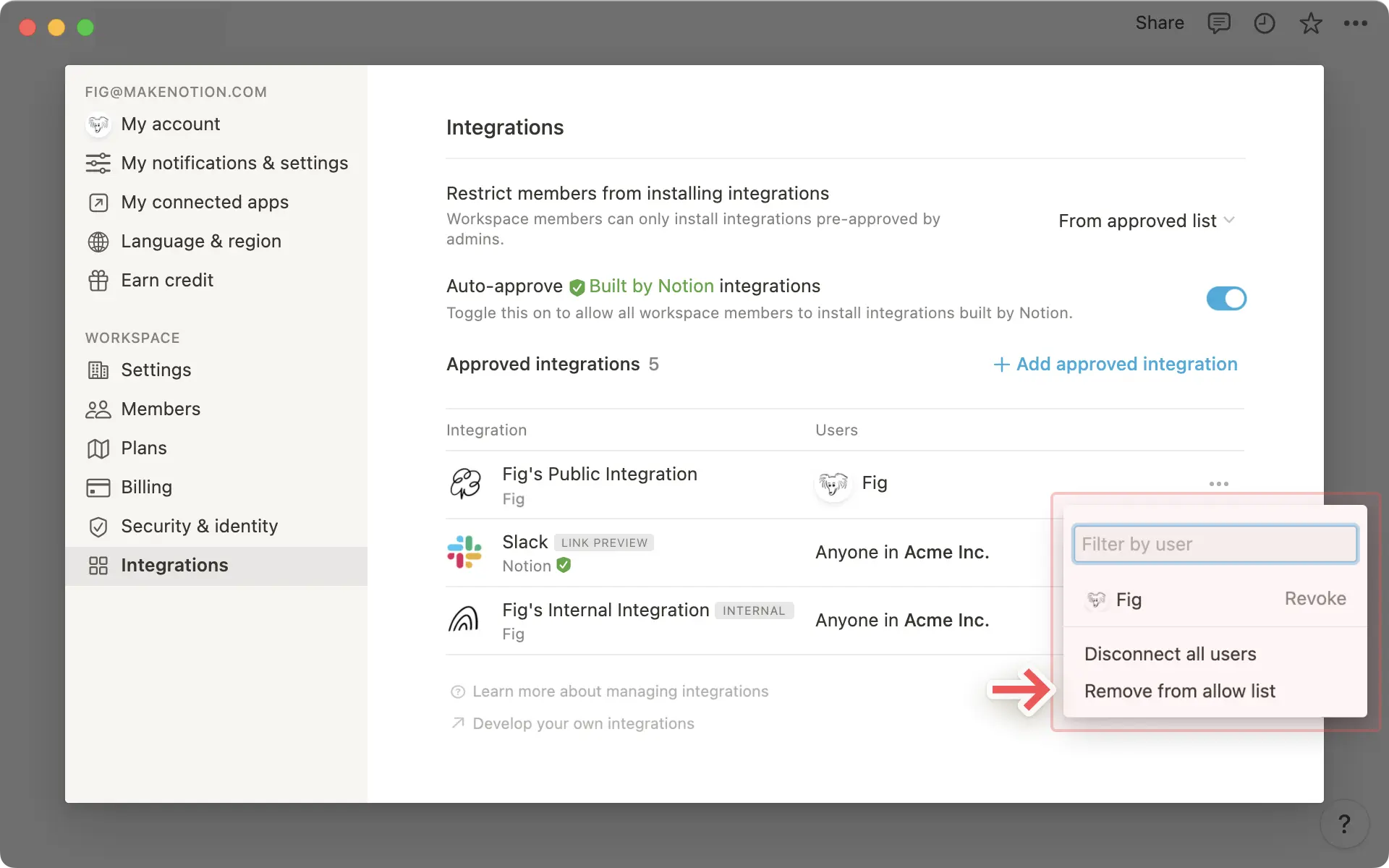 Intégration - Options