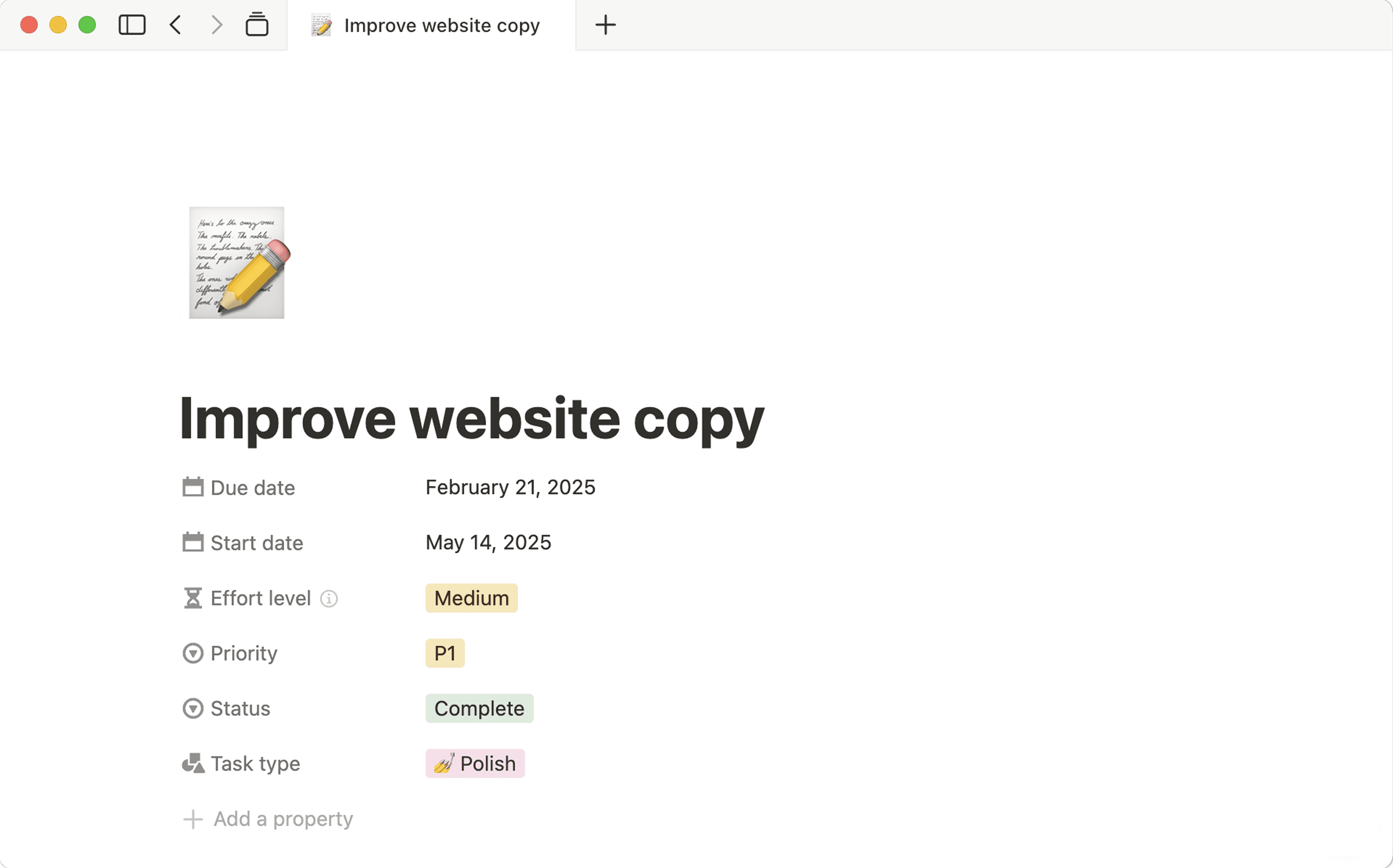 Ouvrir une page de base de données