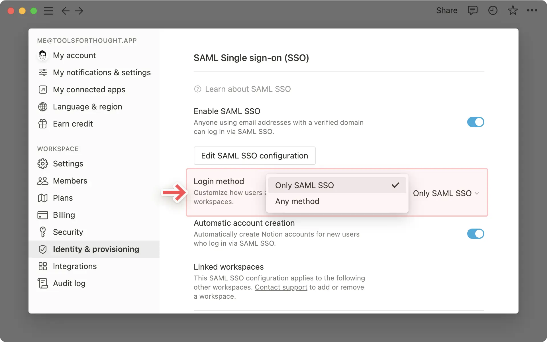 Imposer l’authentification unique SAML