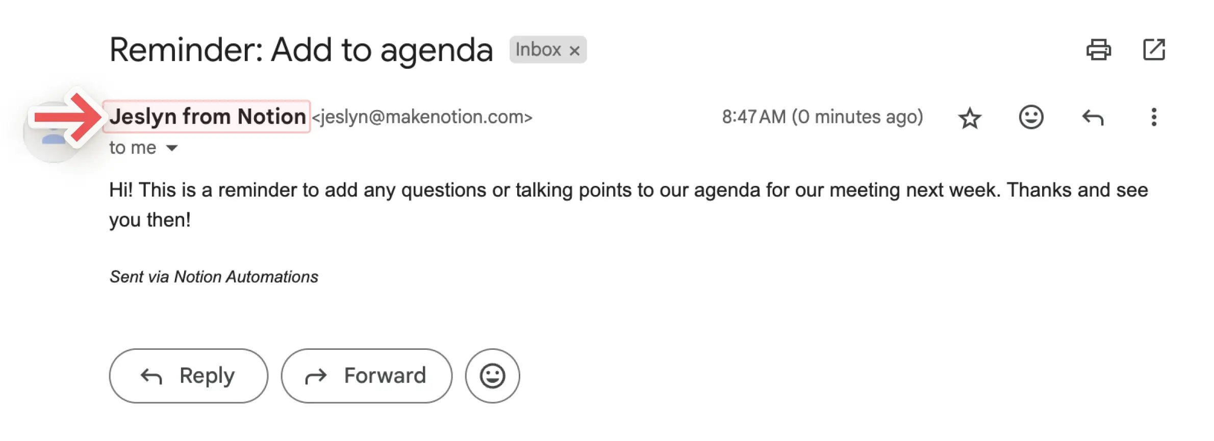 aide : nom d’affichage pour automatisation de gmail