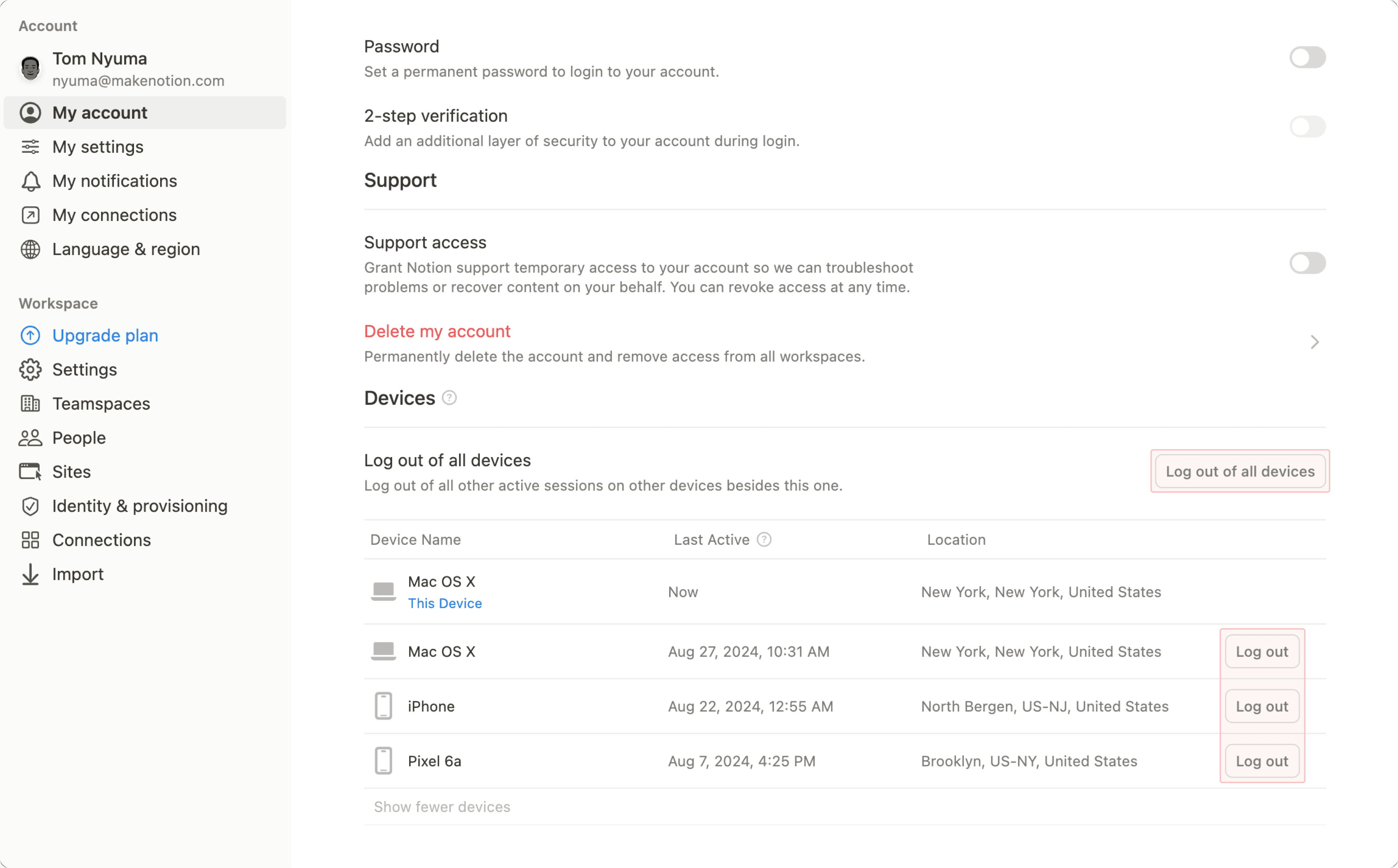 Aide : se déconnecter à distance