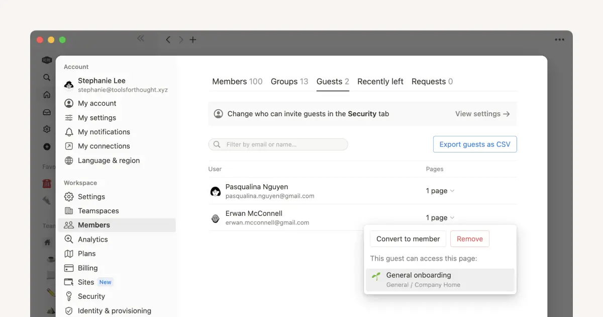 Qui doit être membre de l’espace de travail et qui doit être invité ?