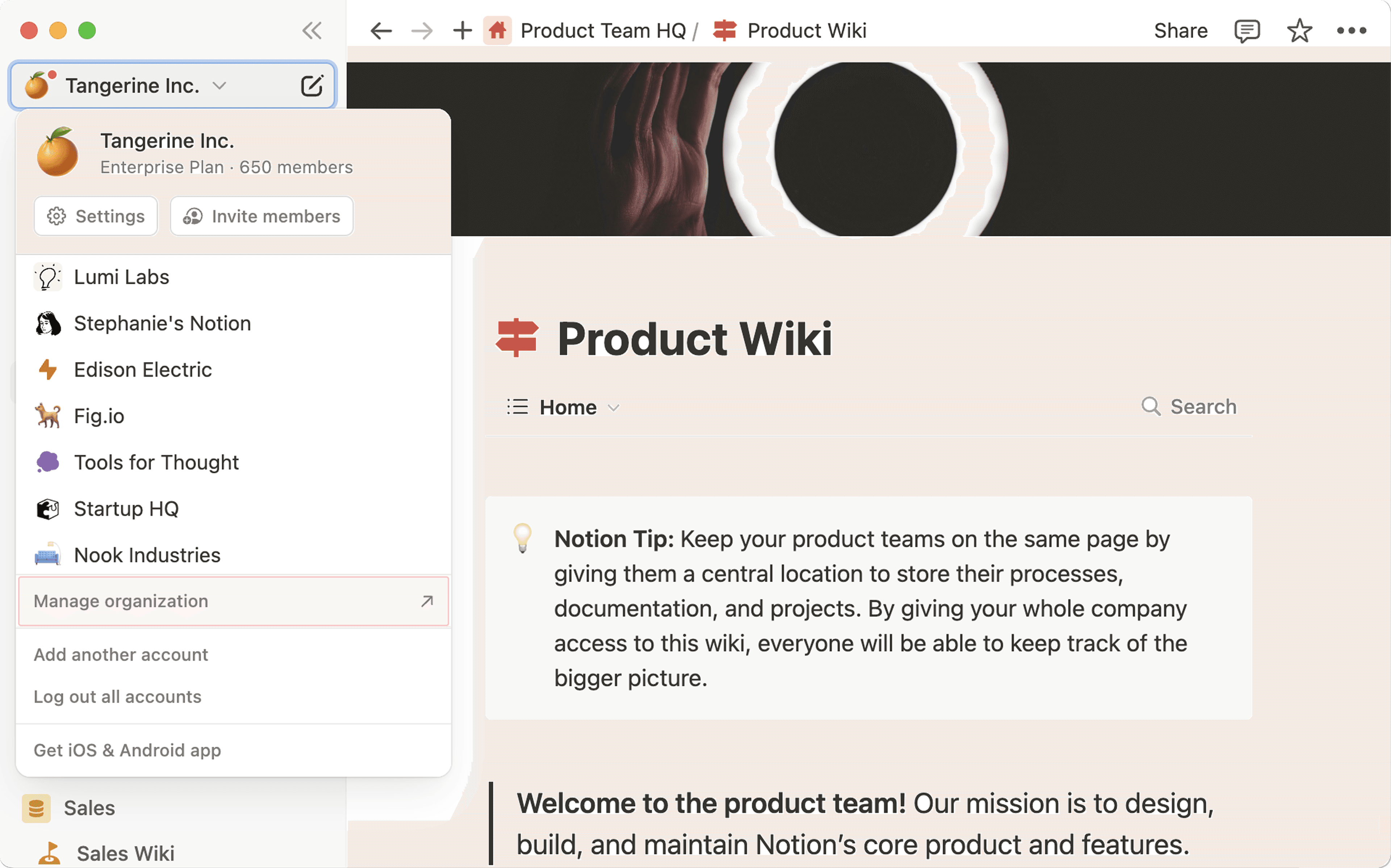 aide : gérer l’organisation