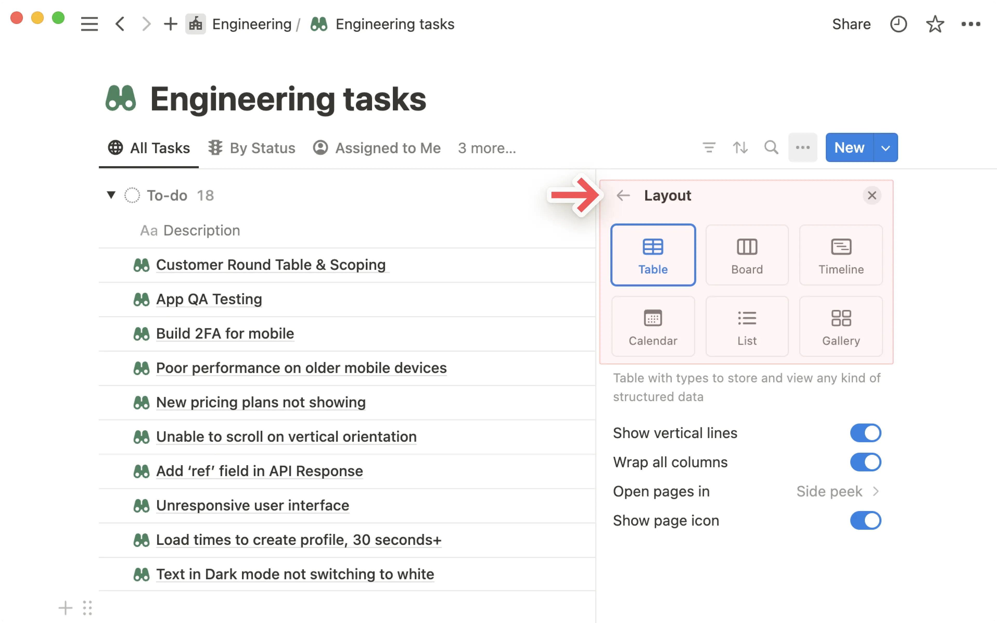 Disposition des vues