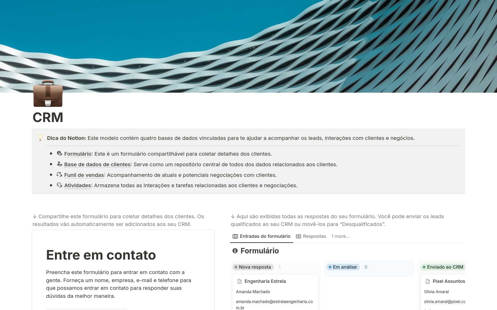 Uma prévia do modelo para Formulário de leads para CRM de vendas