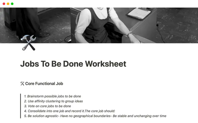 Jobs To Be Done Worksheet