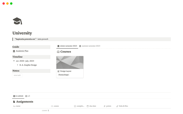 University Dashboard